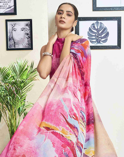 Multi Georgette Printed Saree