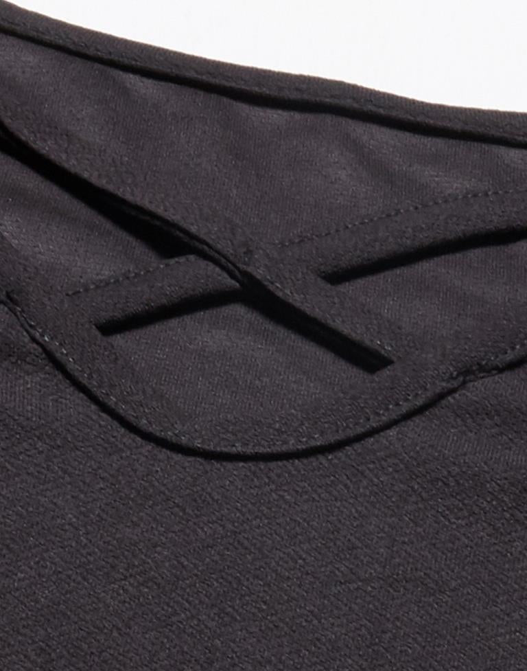 Black Deep Cris cross Neck Dress | Leemboodi