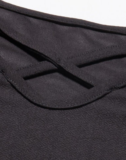 Black Deep Cris cross Neck Dress | Leemboodi