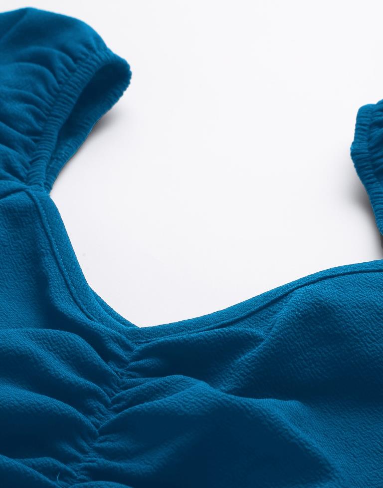 Teal Blue Ruched Bodycon | Leemboodi