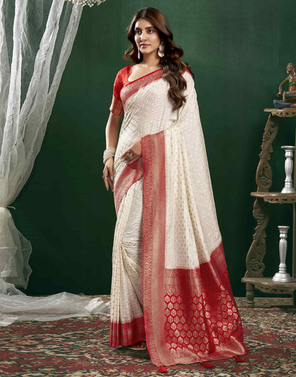 Cream Georgette Woven Banarasi Saree