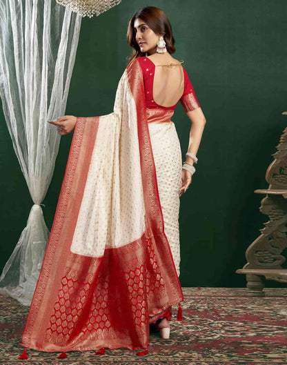Cream Georgette Woven Banarasi Saree
