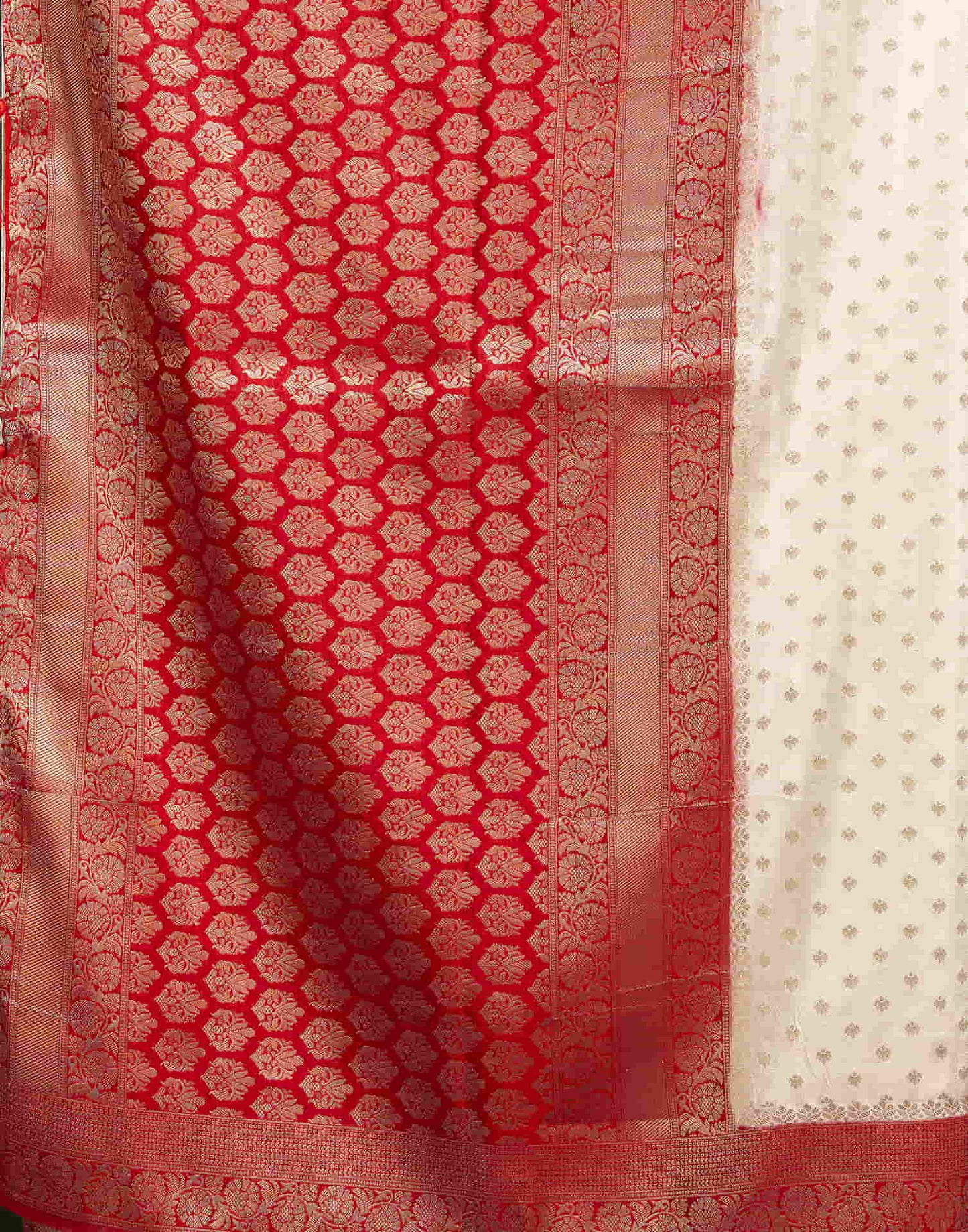 Cream Georgette Woven Banarasi Saree