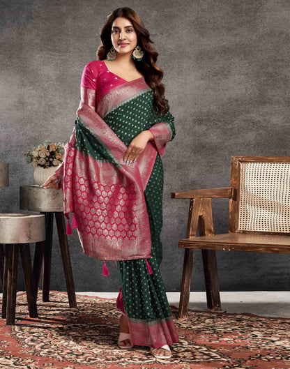 Dark Green Georgette Woven Banarasi Saree