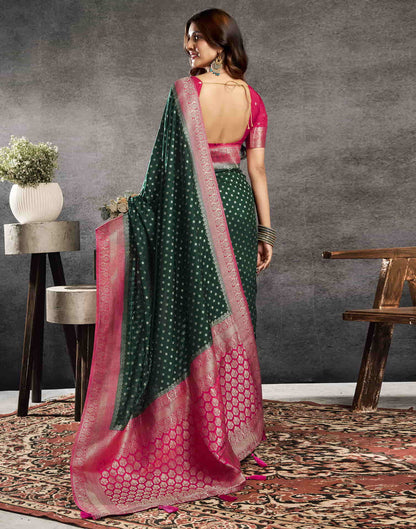Dark Green Georgette Woven Banarasi Saree