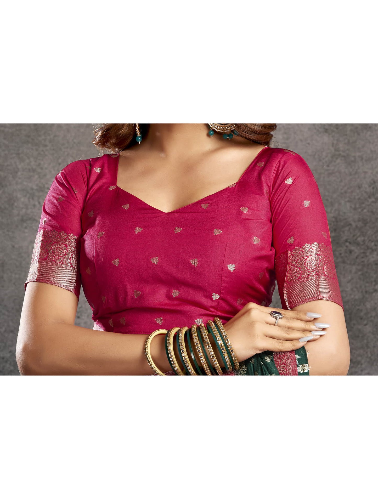 Dark Green Georgette Woven Banarasi Saree