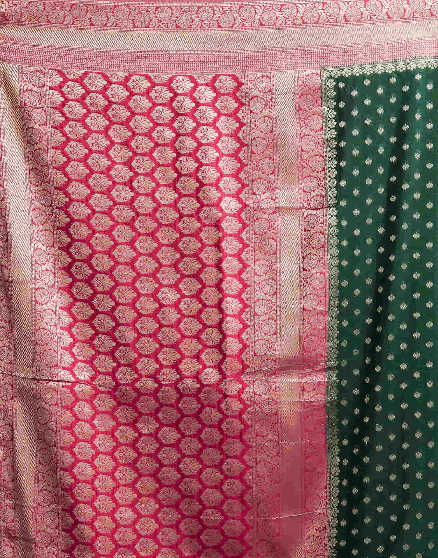 Dark Green Georgette Woven Banarasi Saree