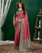 Deep Pink Satin Woven Banarasi Saree