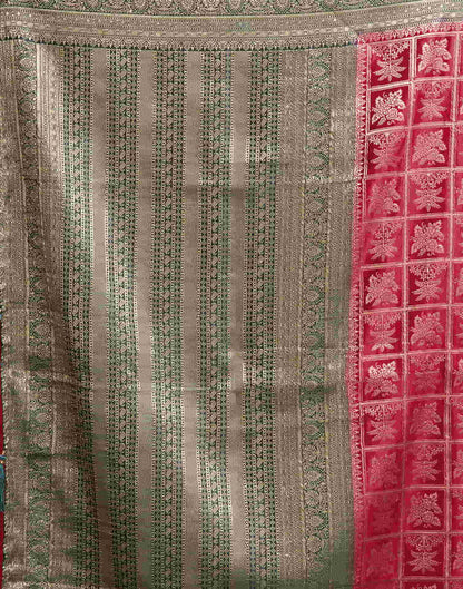 Deep Pink Satin Woven Banarasi Saree