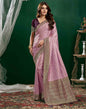 Light Purple Satin Woven Banarasi Saree