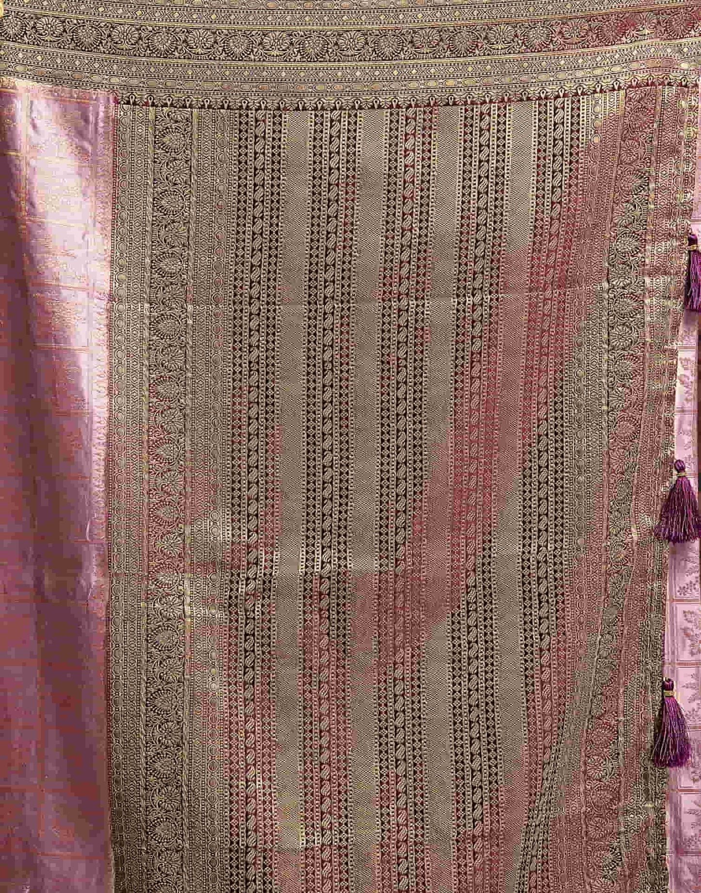 Light Purple Satin Woven Banarasi Saree