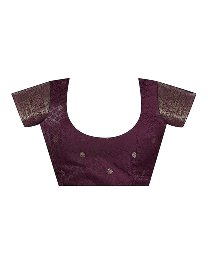 Peach Satin Woven Banarasi Saree