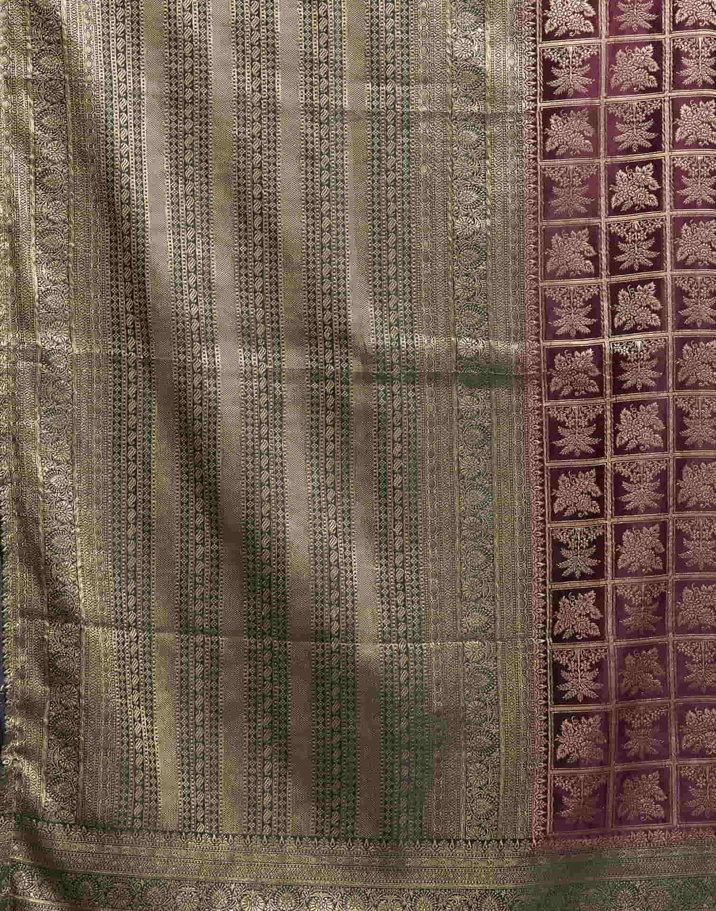 Wine Satin Woven Banarasi Saree