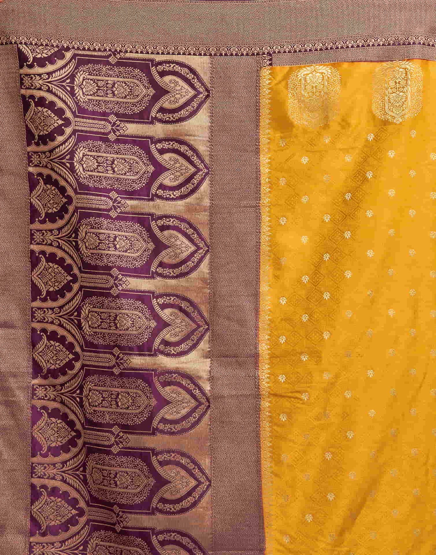Turmeric Yellow Satin Woven Banarasi Saree