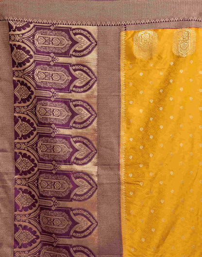 Turmeric Yellow Satin Woven Banarasi Saree