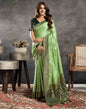 Pista Green Satin Woven Banarasi Saree