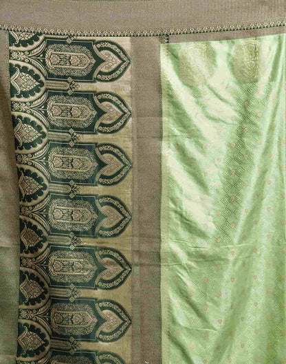 Pista Green Satin Woven Banarasi Saree