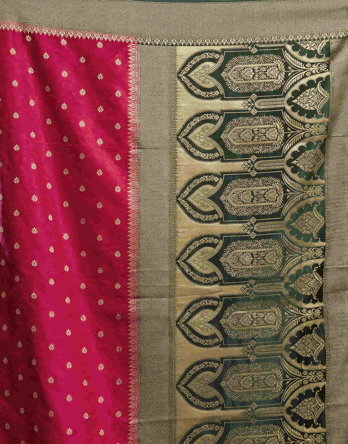 Deep Pink Satin Woven Banarasi Saree