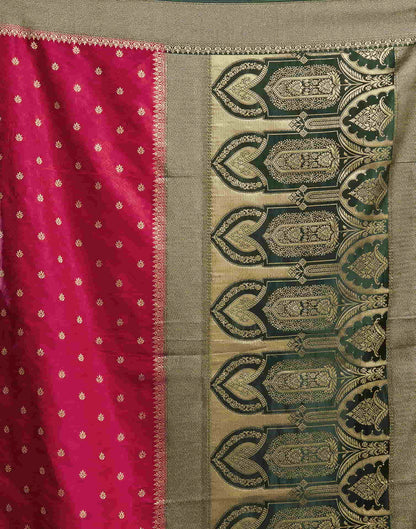 Deep Pink Satin Woven Banarasi Saree