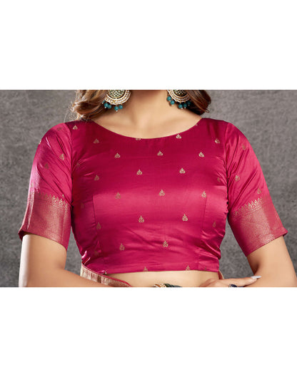 Dark Green Satin Woven Banarasi Saree