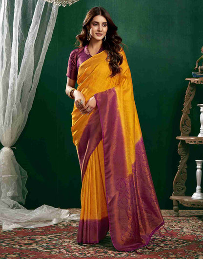 Yellow Silk Woven Kanjivaram Saree