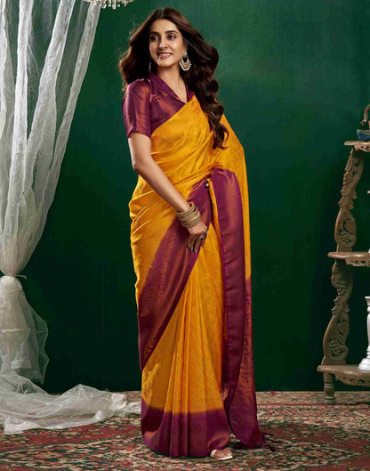 Yellow Silk Woven Kanjivaram Saree