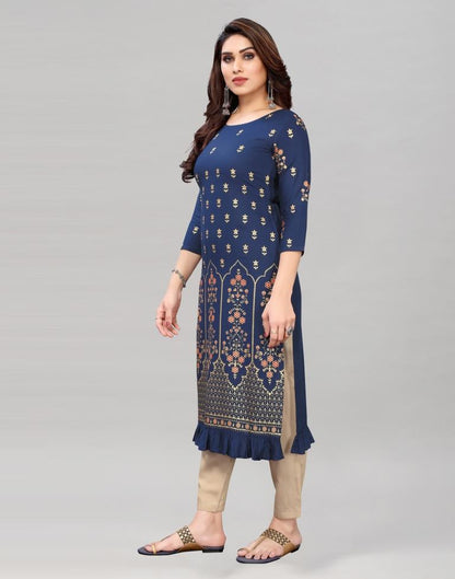 Navy Blue Printed Kurti | Leemboodi