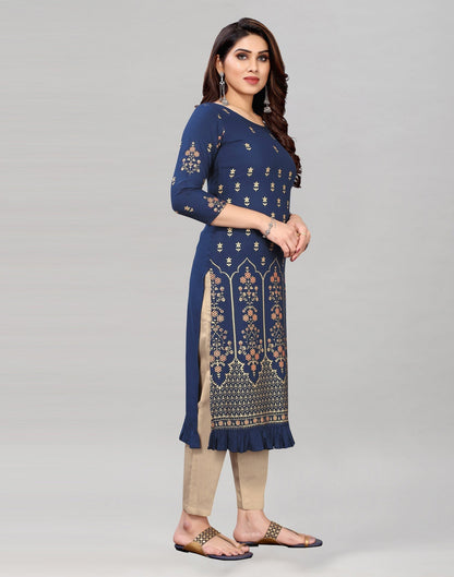 Navy Blue Printed Kurti | Leemboodi