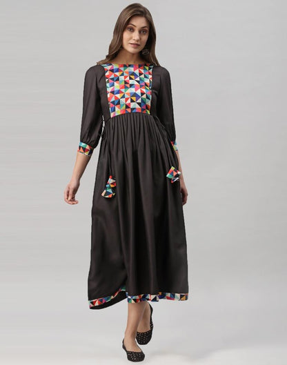 Black Gathered Kurti | Leemboodi