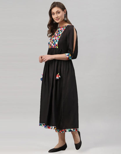 Black Gathered Kurti | Leemboodi