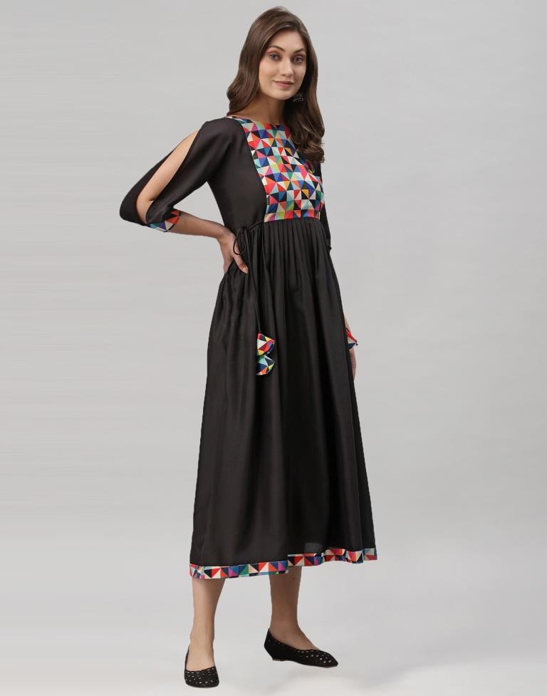 Black Gathered Kurti | Leemboodi