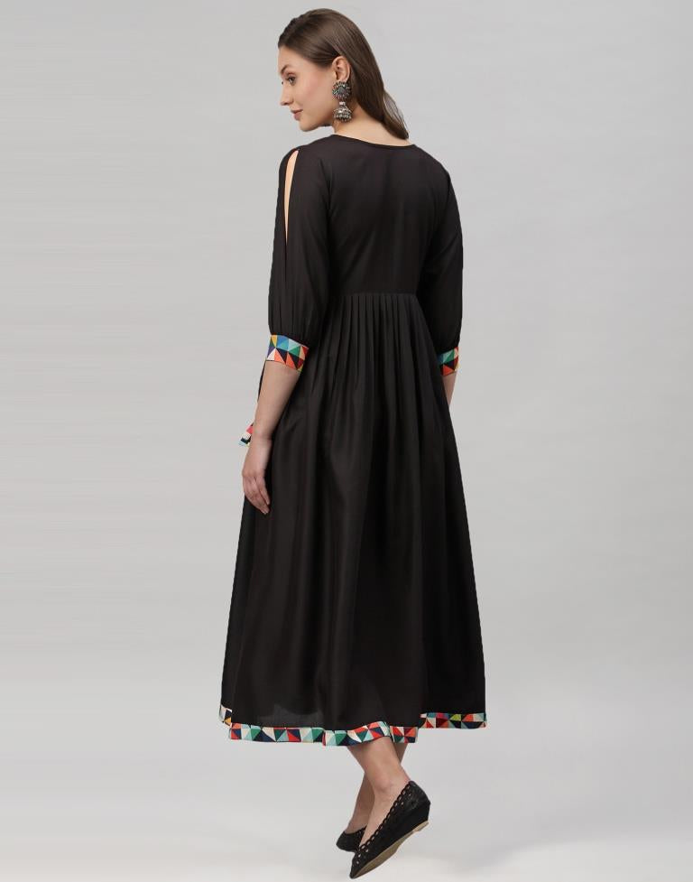 Black Gathered Kurti | Leemboodi