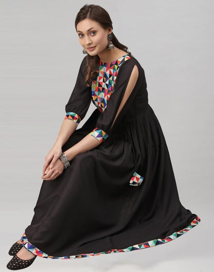 Black Gathered Kurti | Leemboodi