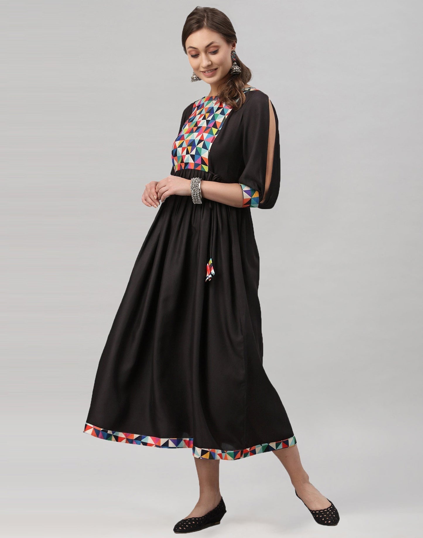 Black Gathered Kurti | Leemboodi