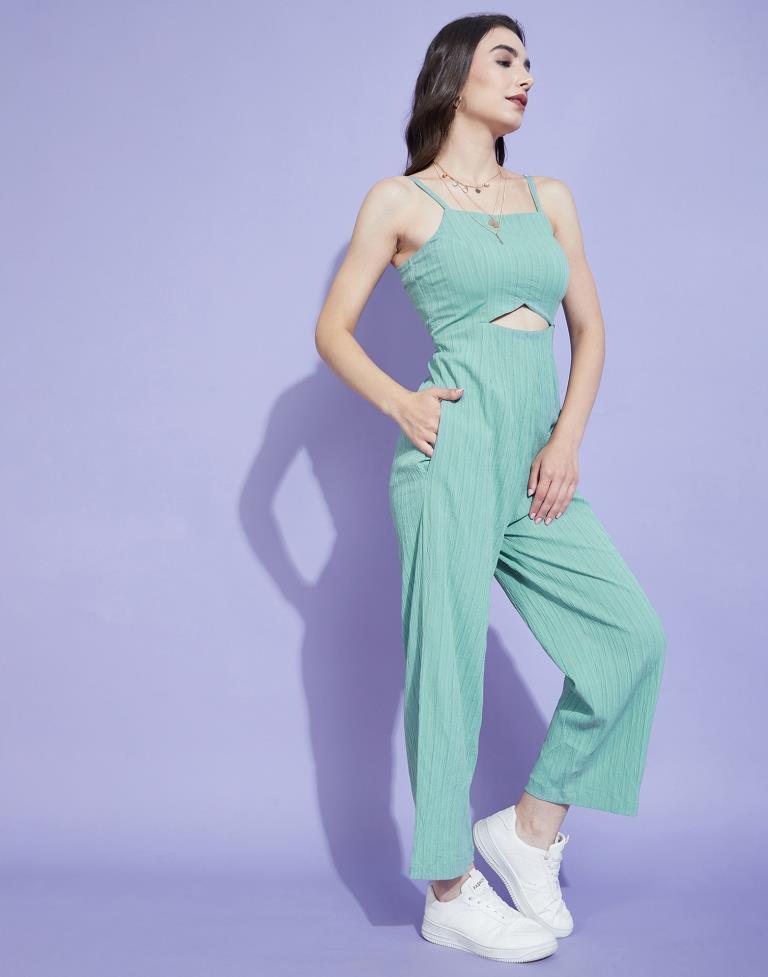 Sea Green Cut Out Jumpsuit | Leemboodi