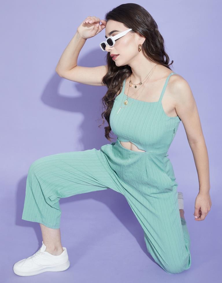 Sea Green Cut Out Jumpsuit | Leemboodi