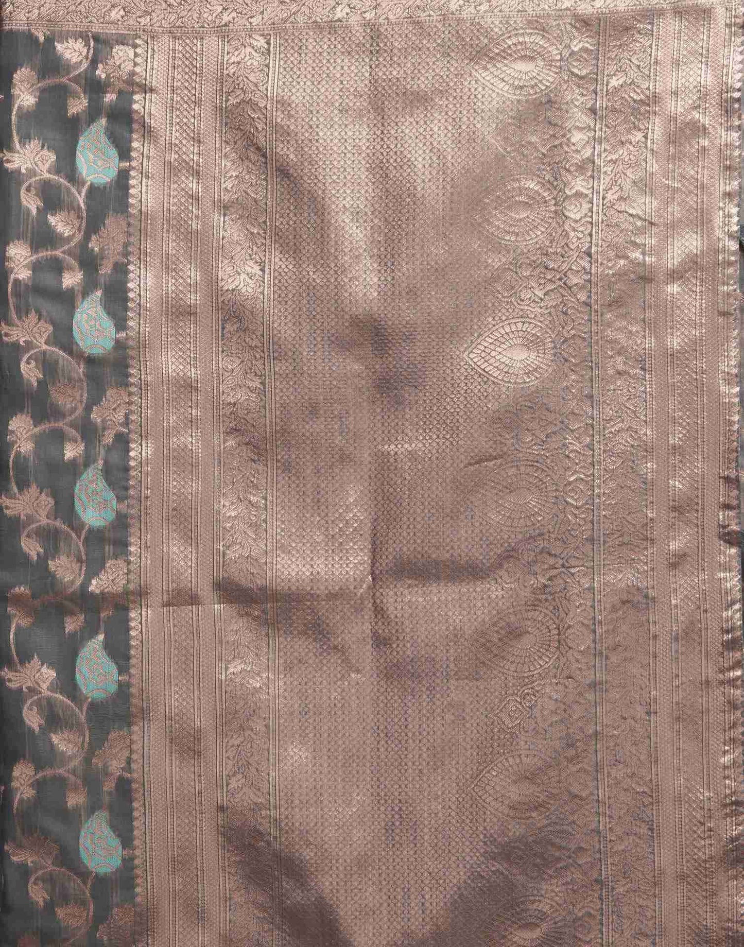 Grey Silk Woven Jacquard Saree