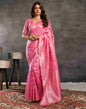 Pink Silk Woven Jacquard Saree