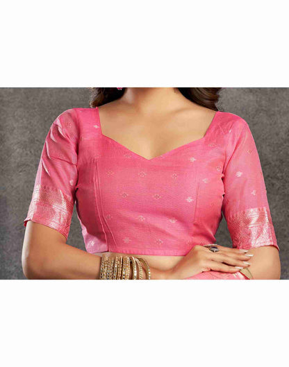 Pink Silk Woven Jacquard Saree