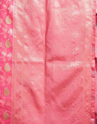 Pink Silk Woven Jacquard Saree