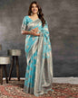 Blue Silk Woven Jacquard Saree