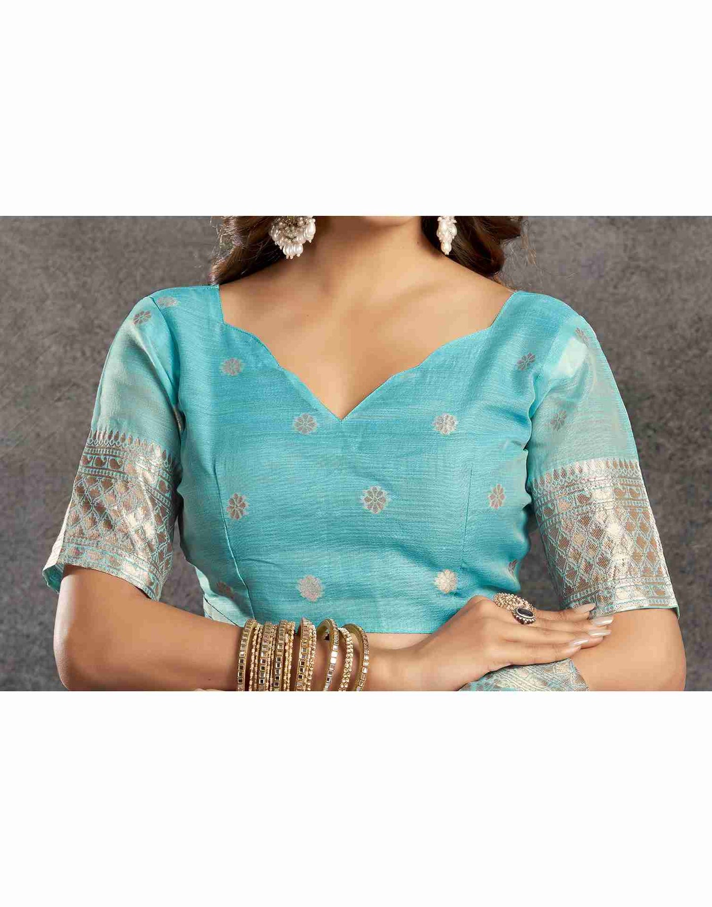 Blue Silk Woven Jacquard Saree