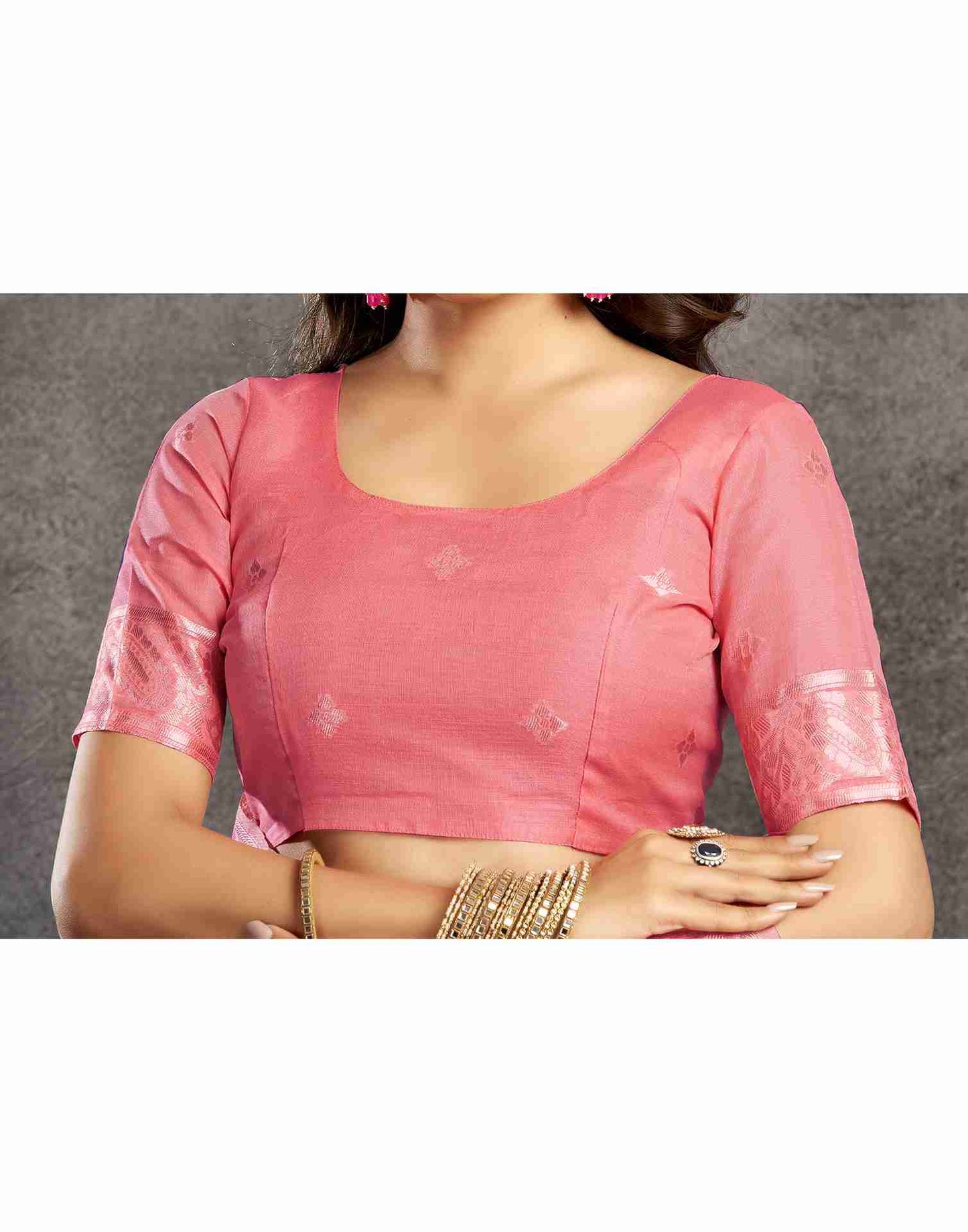 Punch Pink Silk Woven Jacquard Saree