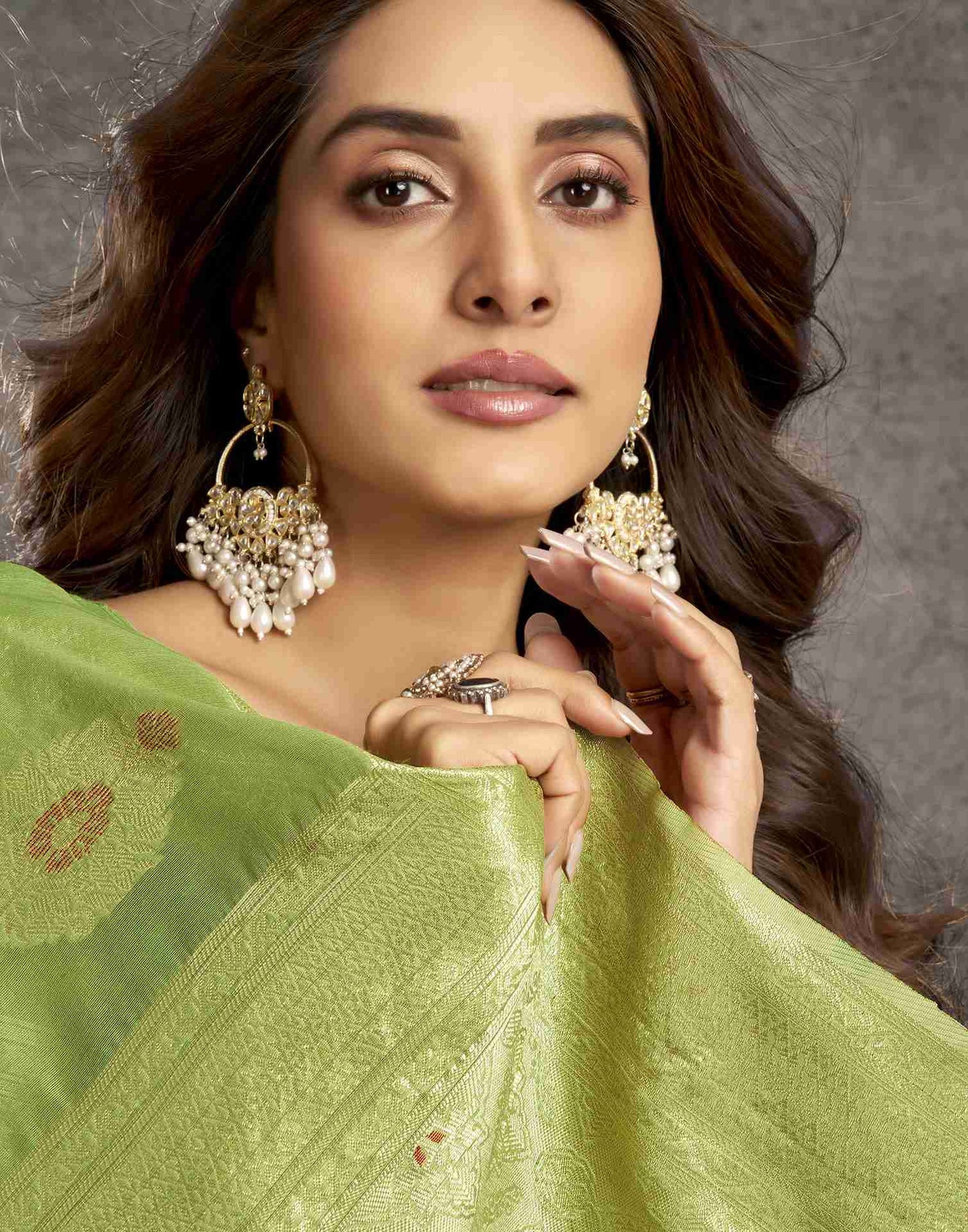 Pista Green Silk Woven Jacquard Saree