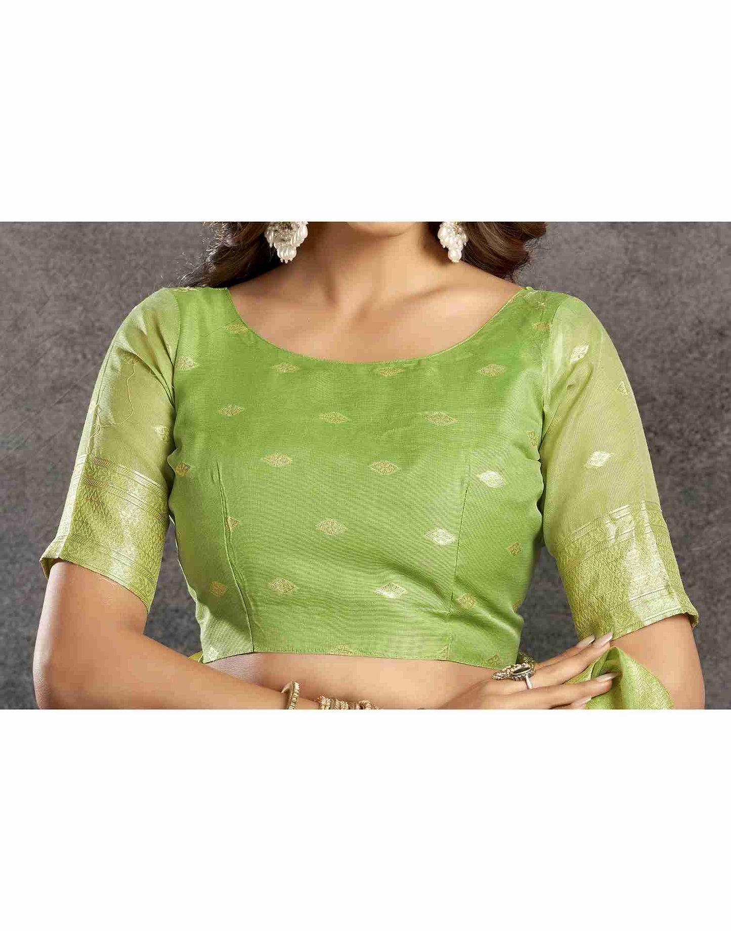 Pista Green Silk Woven Jacquard Saree