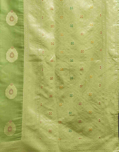 Pista Green Silk Woven Jacquard Saree