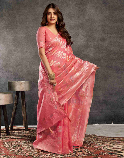 Punch Pink Silk Woven Jacquard Saree