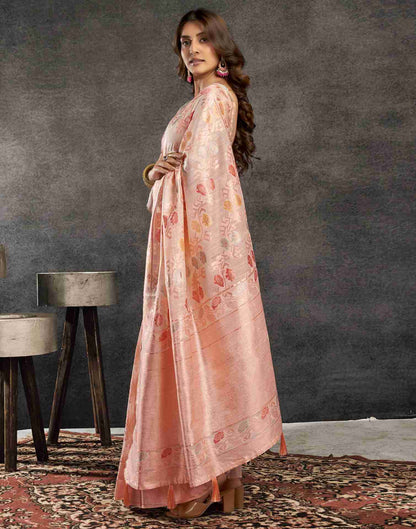 Cream Silk Woven Jacquard Saree