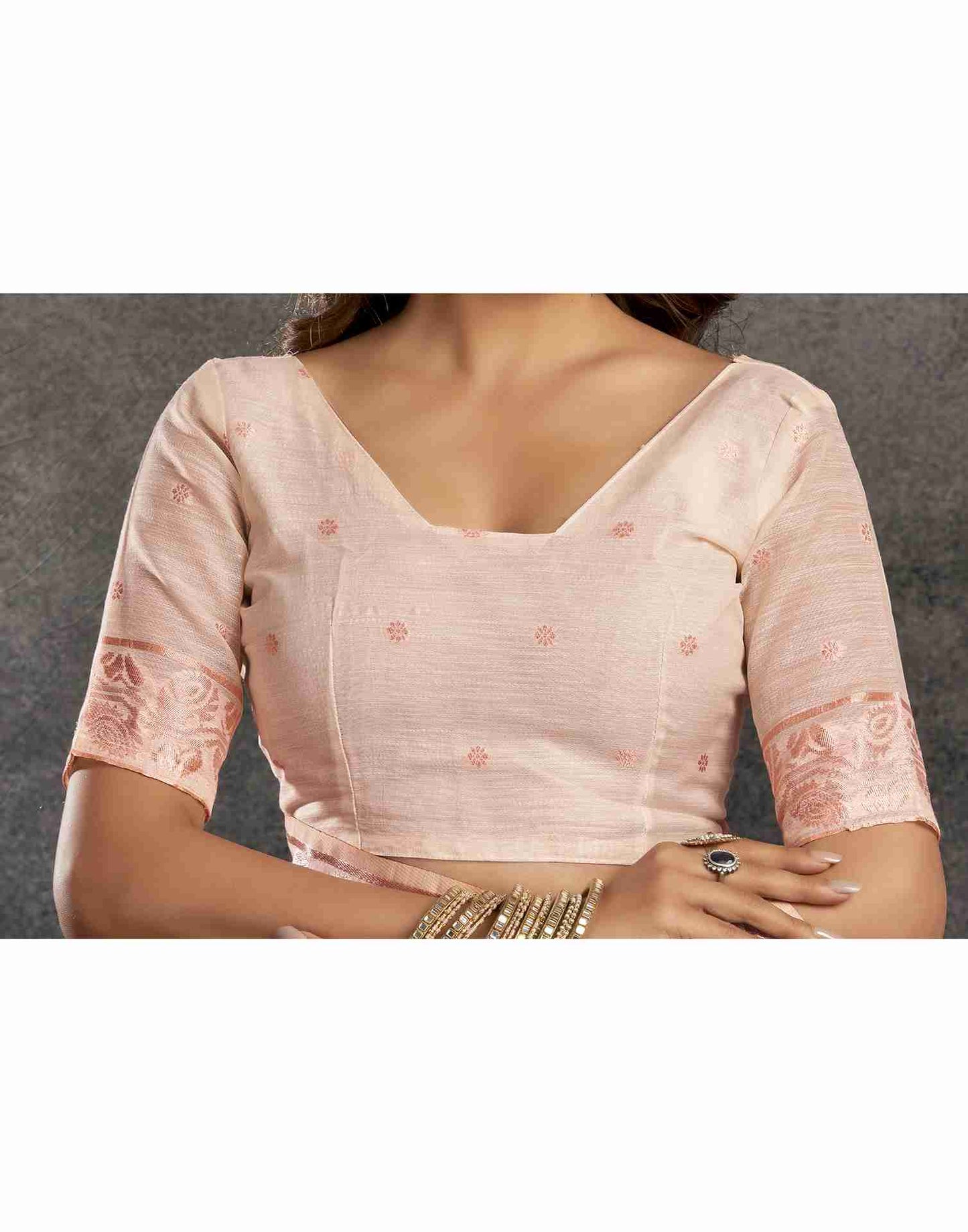 Cream Silk Woven Jacquard Saree