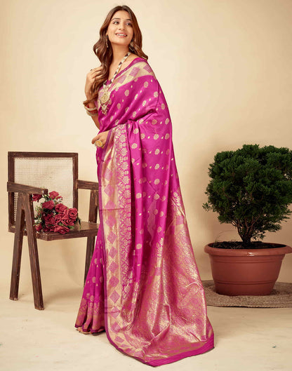 Magenta Silk Woven Banarasi Saree